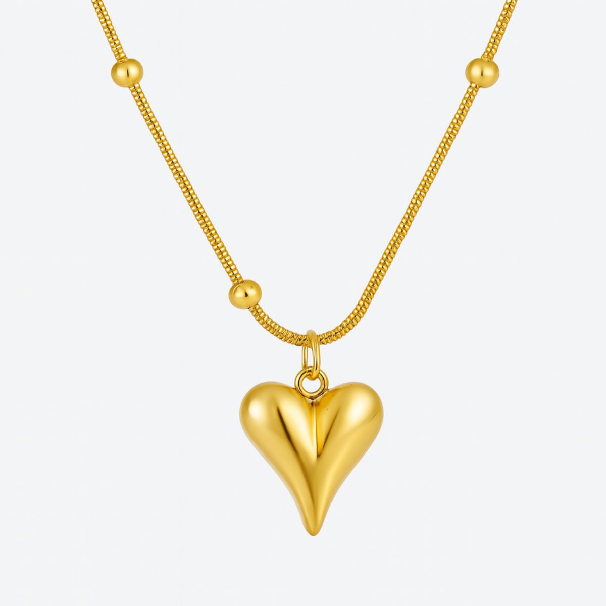 Minimal Heart & Beads Chain
