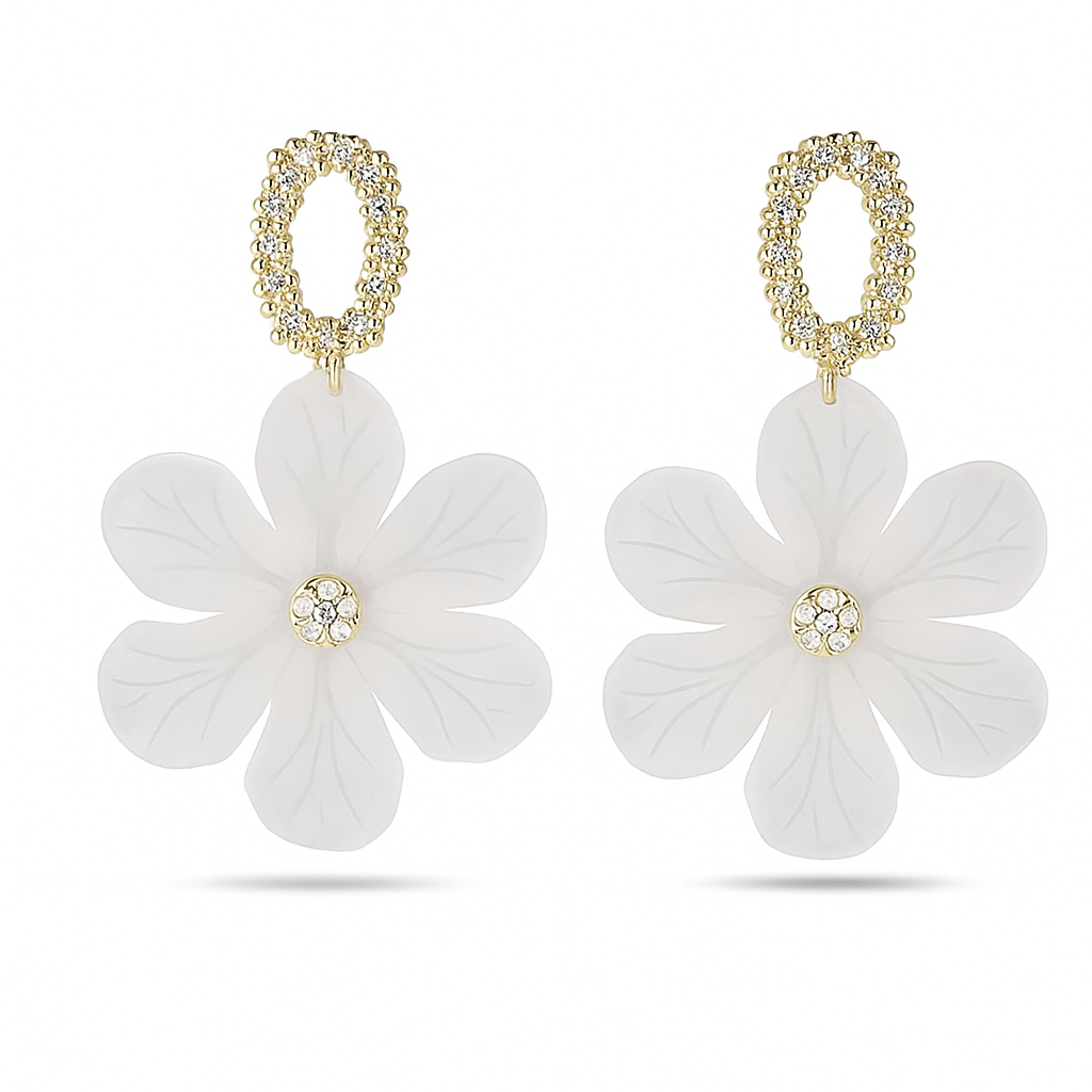 White Flower Earrings
