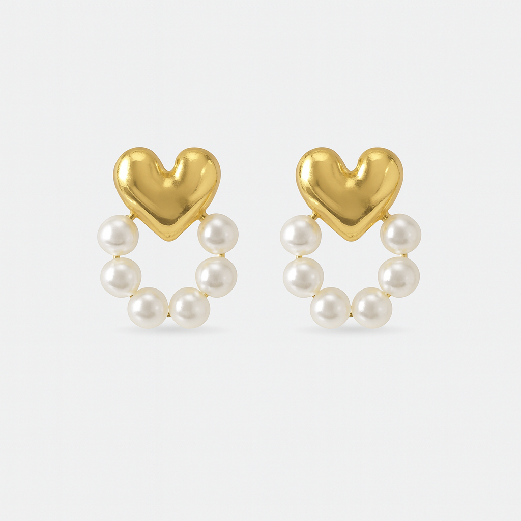 Heart & Pearl Earrings