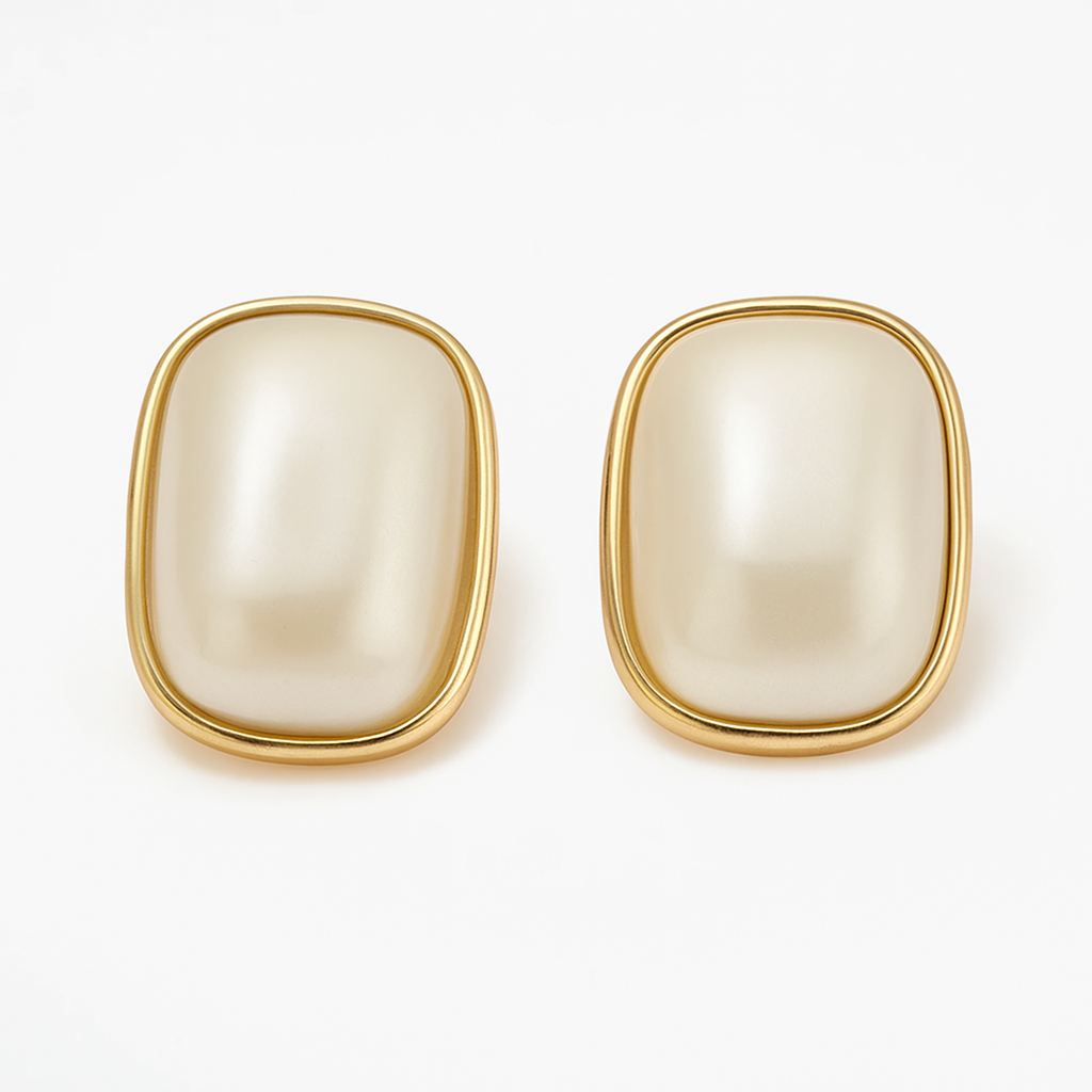 Pearl Geometric Stud Earrings