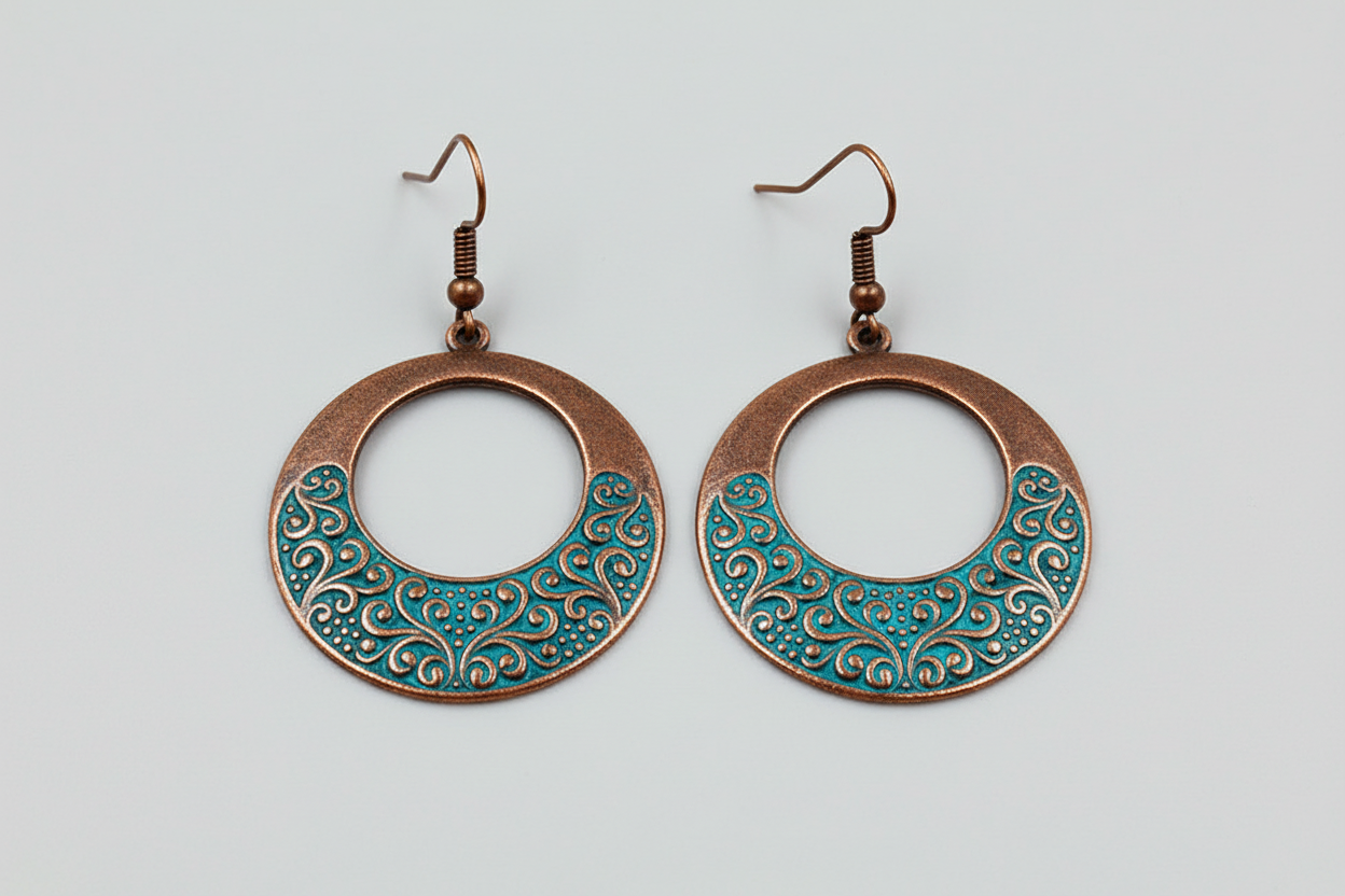 Geometric Turquoise Tassel Earrings – Ethnic Retro Style