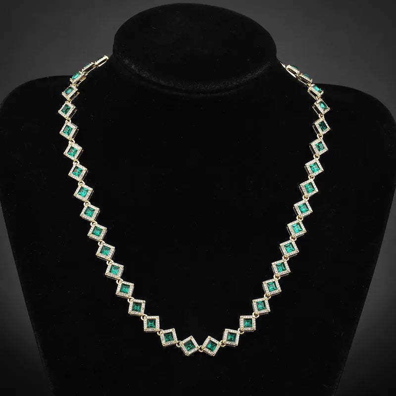 Emerald Cuban Chain Small Square Necklace