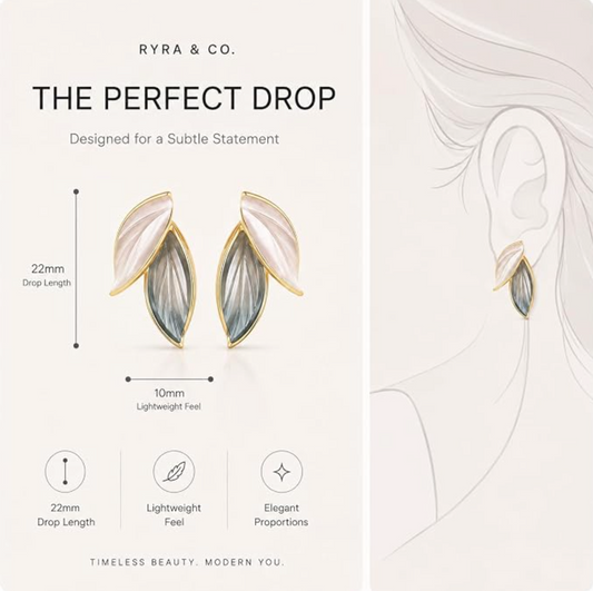Two-Tone Leaf Design Earrings
