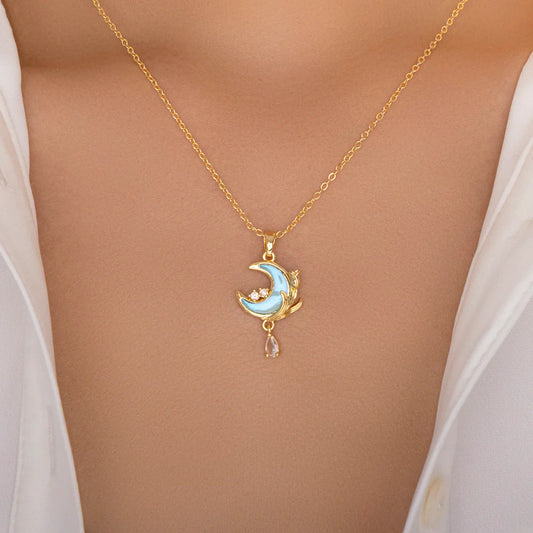 Blue Half-Moon Charm Pendant image 0