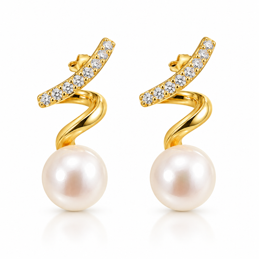 Pearl Drop Hoop Earrings