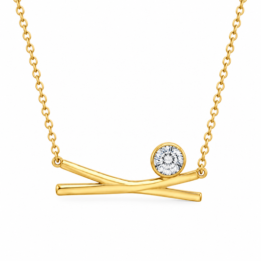 Gold Crystal Bar Necklace