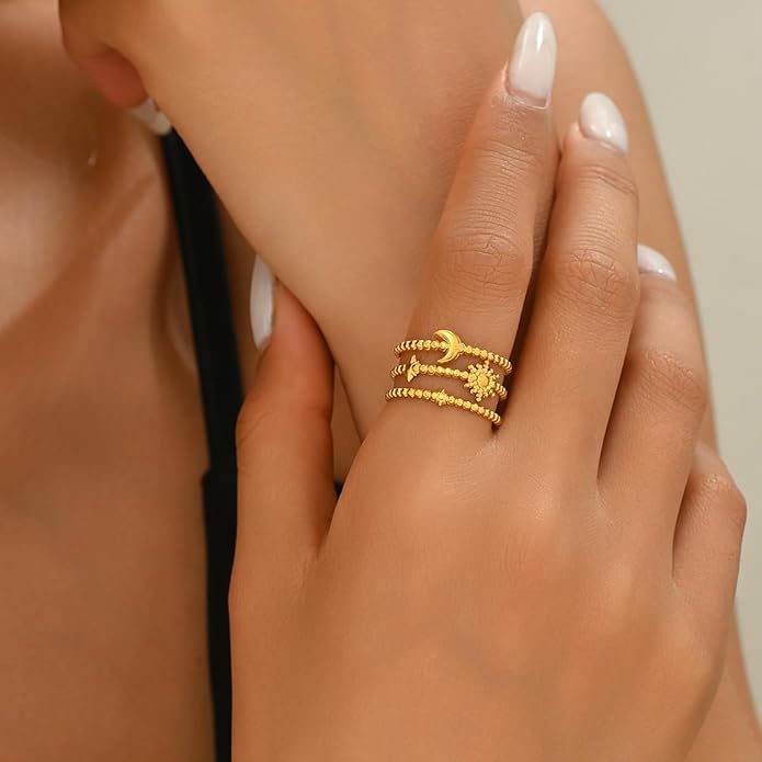 Star, Sun & Moon Stackable Ring image 0