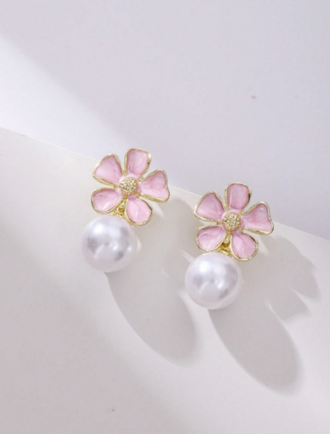 Roselle Petal Pearl Earring image 1