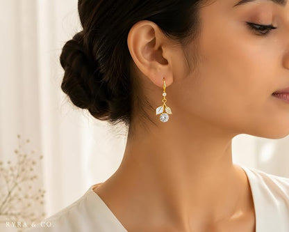 Geometric Hook Earrings for Women | Gold-Plated High-Grade Alloy | Lightweight Crystal Drop Design | Office, Casual & Date Night Wear | Thoughtful Gift
