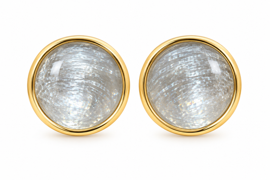 Round Stone Stud Earrings