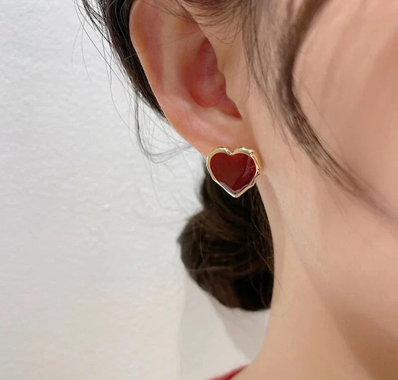 Dark Red Heart Studs image 2