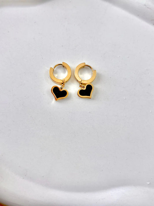 Black Heart Hoop Earring image 0