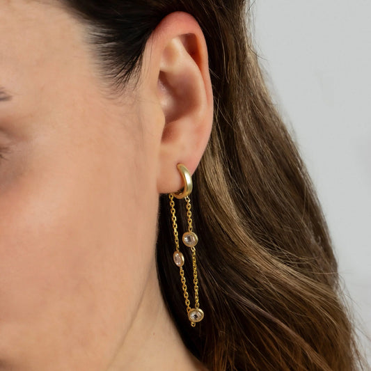 Sleek Drop Hoop Earrings image 1