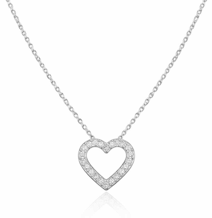 The Sweetheart – Open Heart Outline Pendant Necklace