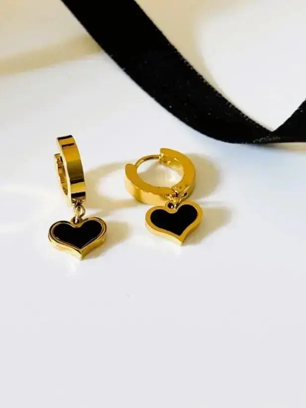 Black Heart Hoop Earring image 1