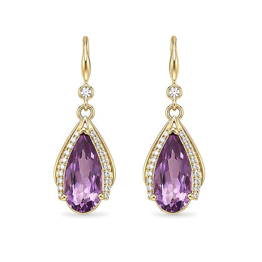 Purple Crystal Hook Earrings for Women | Gold-Plated High-Grade Alloy with Crystal Pavé | Lightweight Daily Wear | Office, Date Night & Gifting