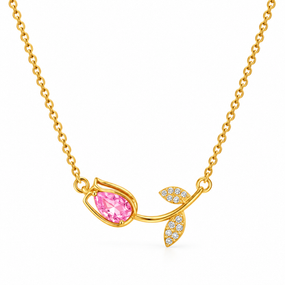 Floating Pink Tulip Necklace