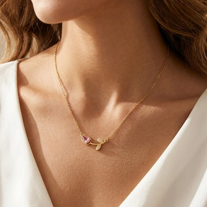 Floating Pink Tulip Necklace