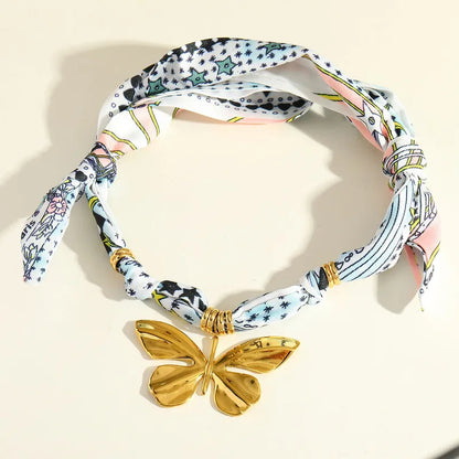 Butterfly Charm Scarf Necklace