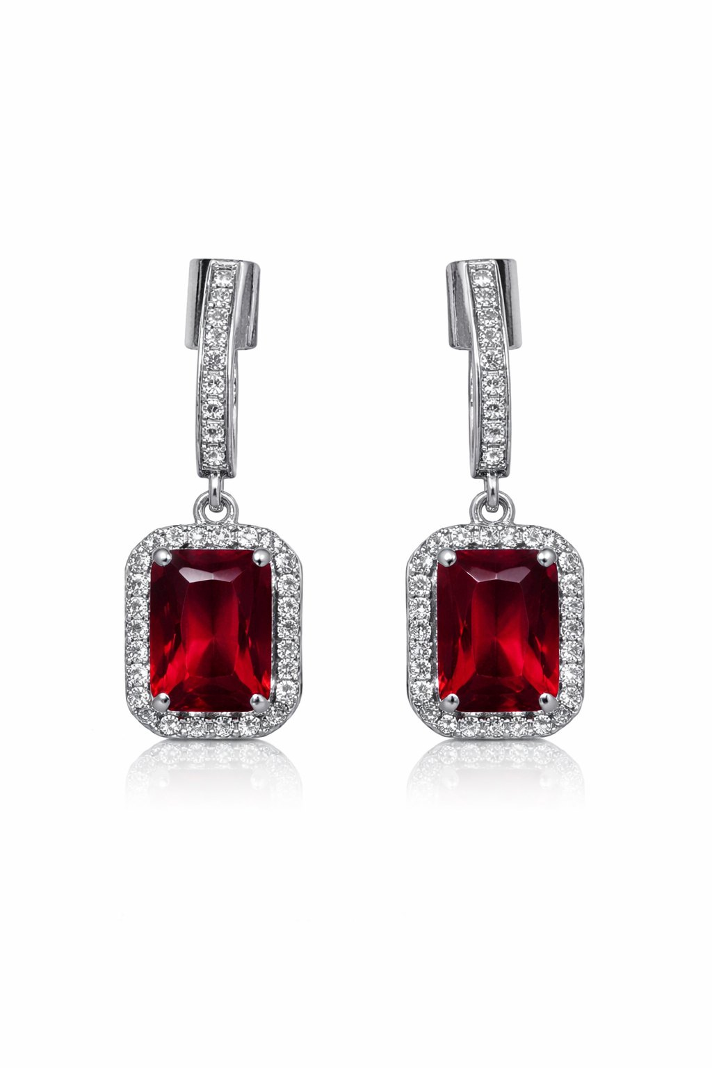 The Royal Ruby — Sterling Silver Earrings