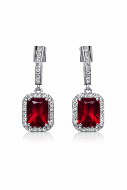The Royal Ruby — Sterling Silver Earrings