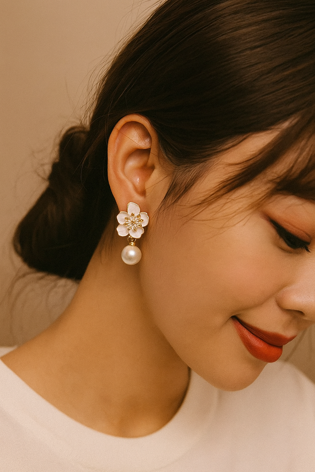Vintage Pearl & Flower Earrings