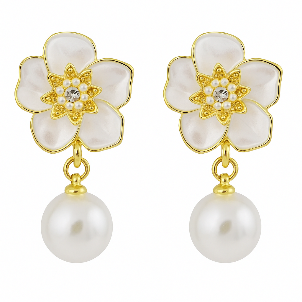 Vintage Pearl & Flower Earrings