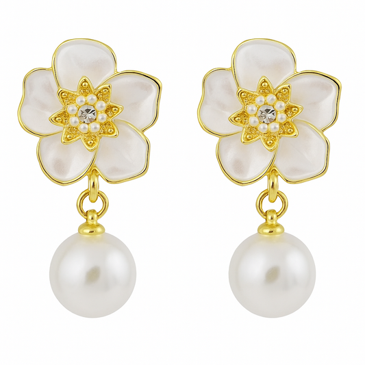 Vintage Pearl & Flower Earrings
