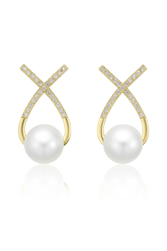 Cross Pearl Earrings