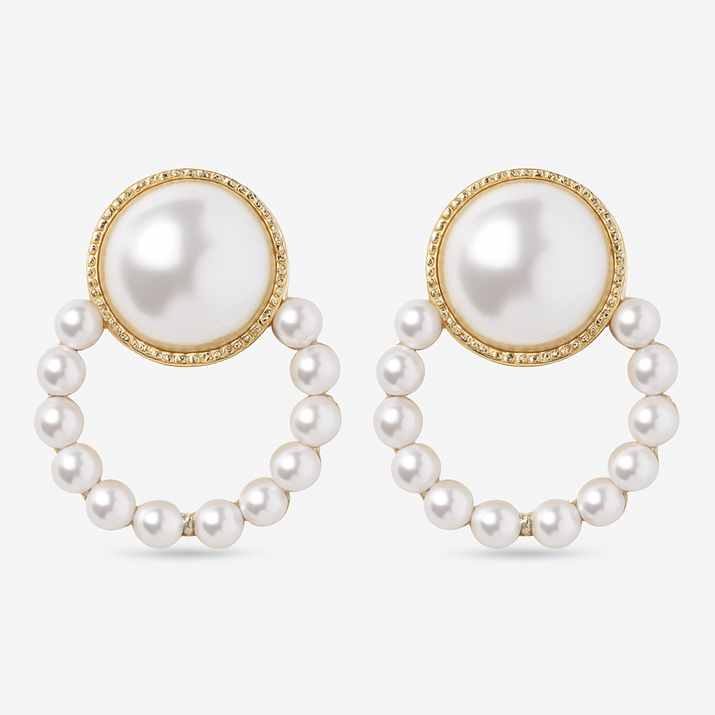 White-Toned Pearl Stud Earrings
