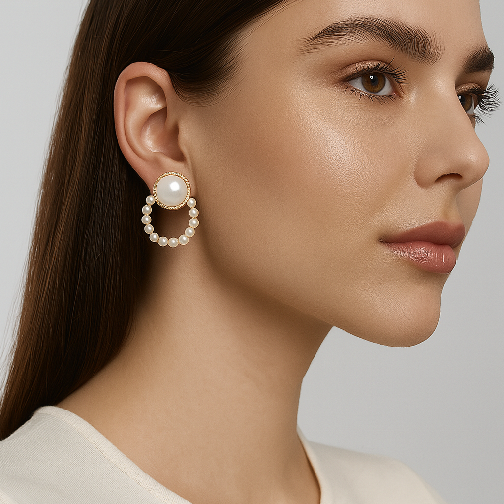 White-Toned Pearl Stud Earrings