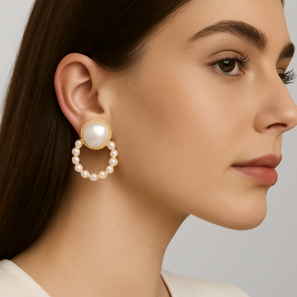 White-Toned Pearl Stud Earrings