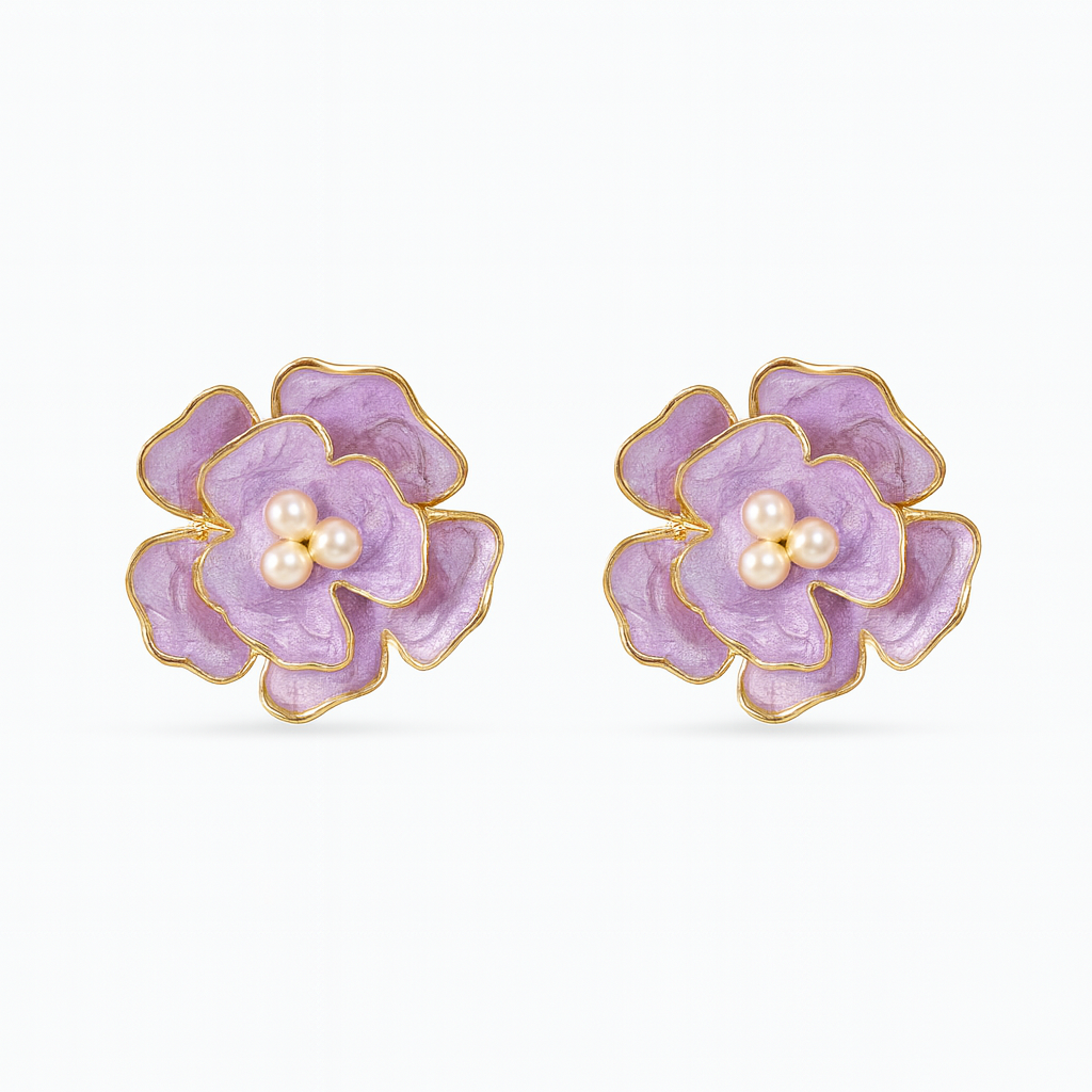 Lavender Flower Stud Earrings