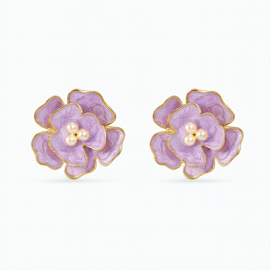 Lavender Flower Stud Earrings