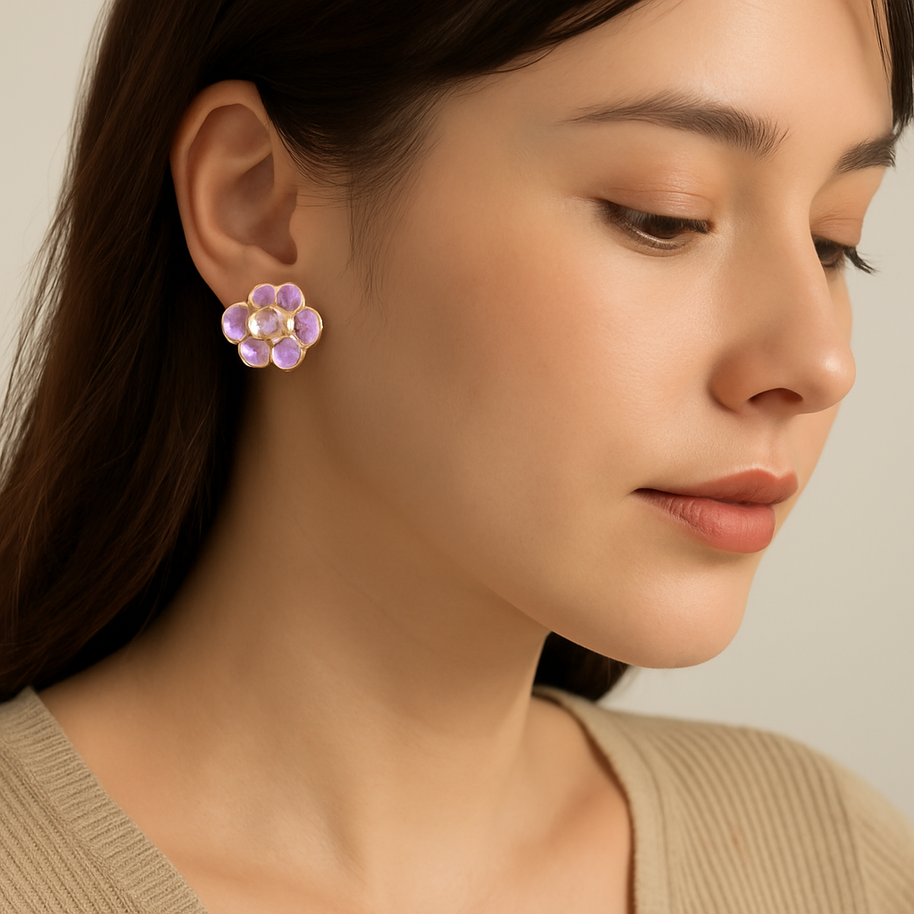 Lavender Flower Stud Earrings