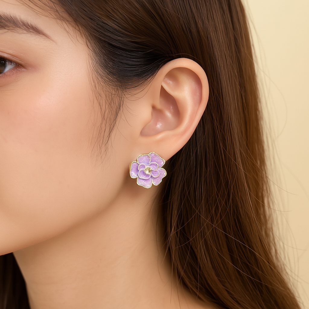 Lavender Flower Stud Earrings