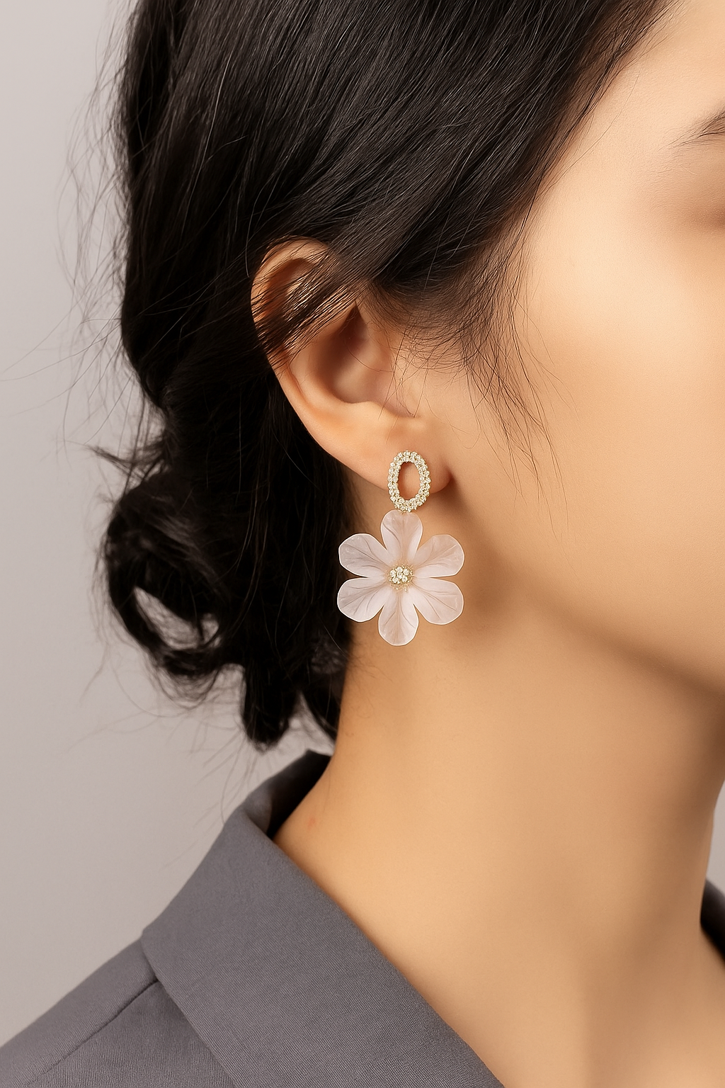 White Flower Earrings