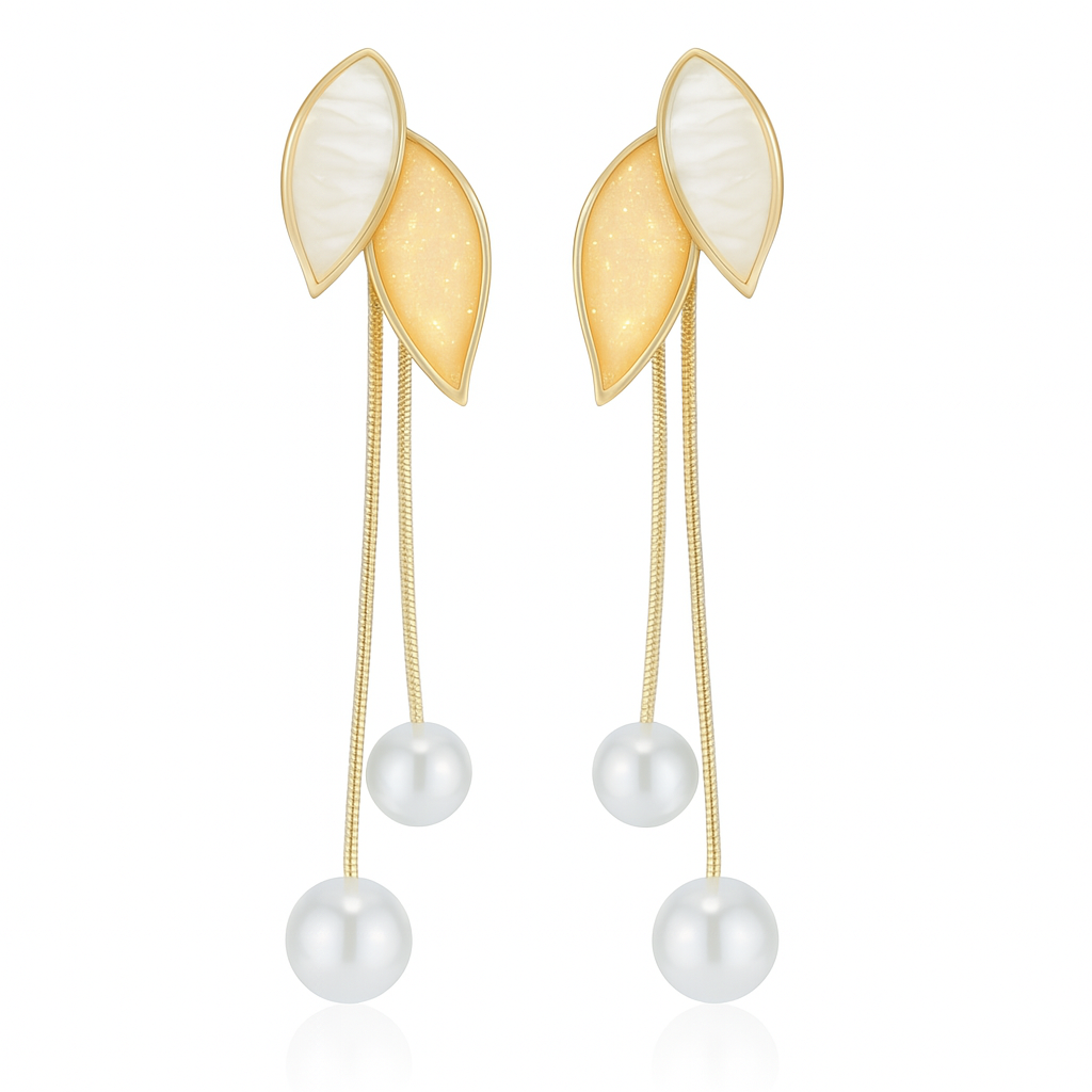 Golden Leaf Charm Earrings