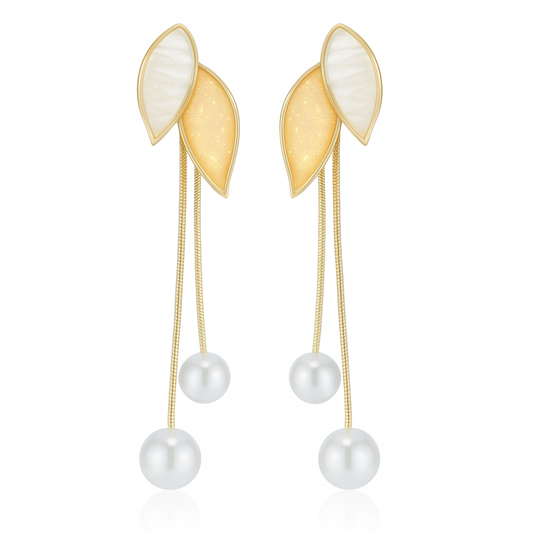 Golden Leaf Charm Earrings