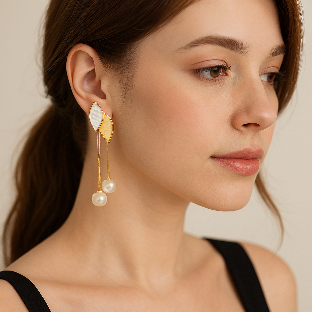 Golden Leaf Charm Earrings
