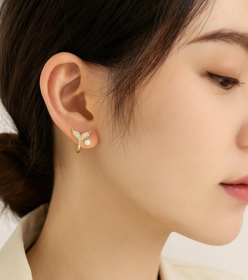 Fish Tail Stud Earrings