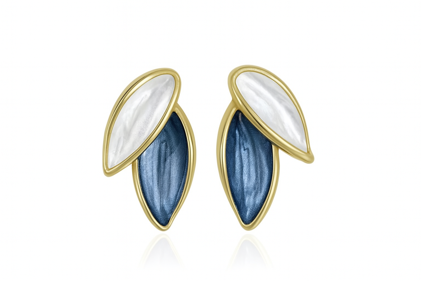 Two-Tone Leaf Design Earrings