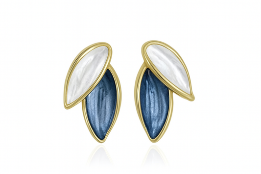 Two-Tone Leaf Design Earrings