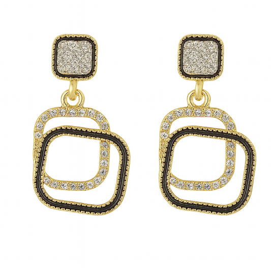 Sparkling Square Inlaid Earrings