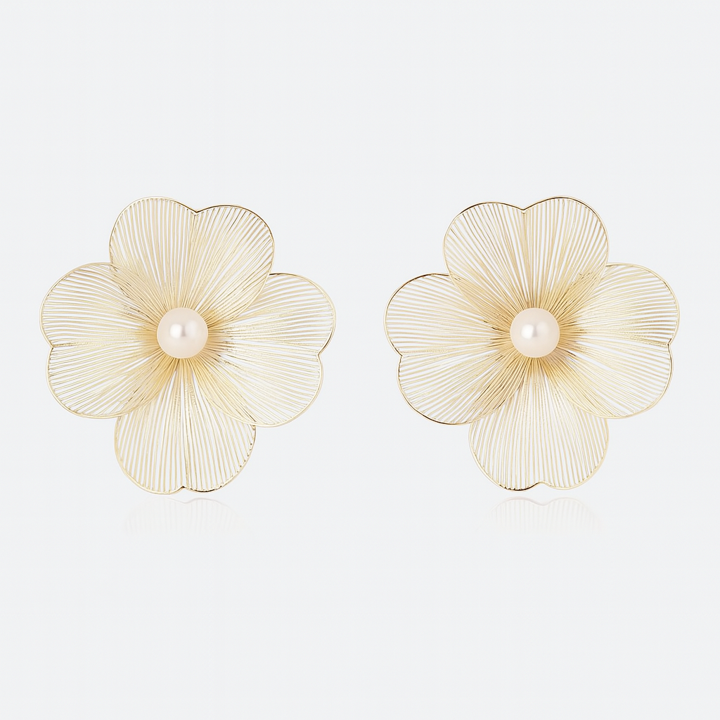 Flower Shaped Pearl Earrings