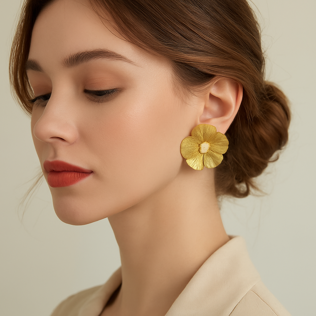 Flower Shaped Pearl Earrings