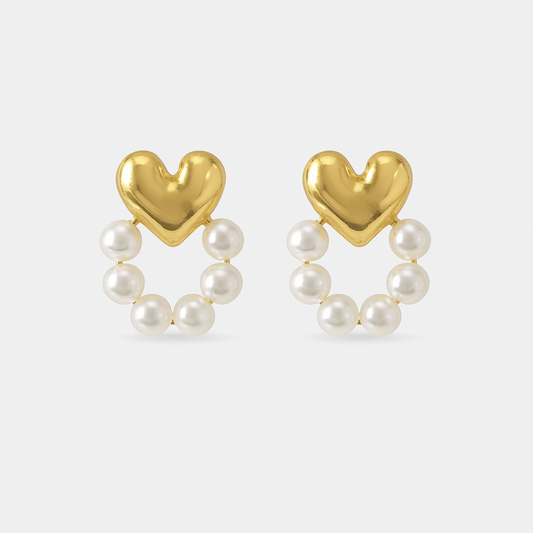 Heart & Pearl Earrings