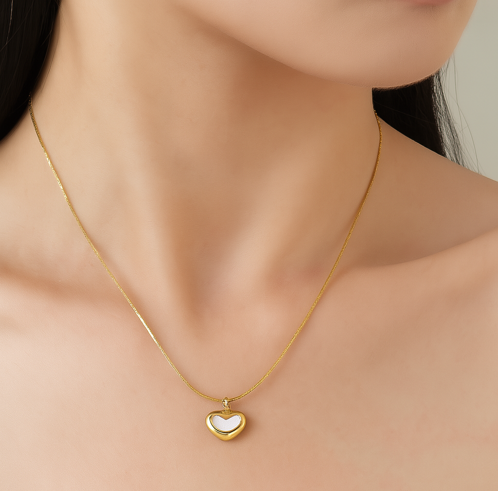 White Enamel Heart Pendant