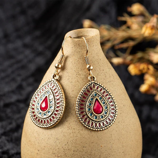 Vintage Water Drop Ethnic Earrings – Elegant Wedding Design