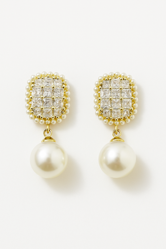 Crystal & Pearl Drop Earrings